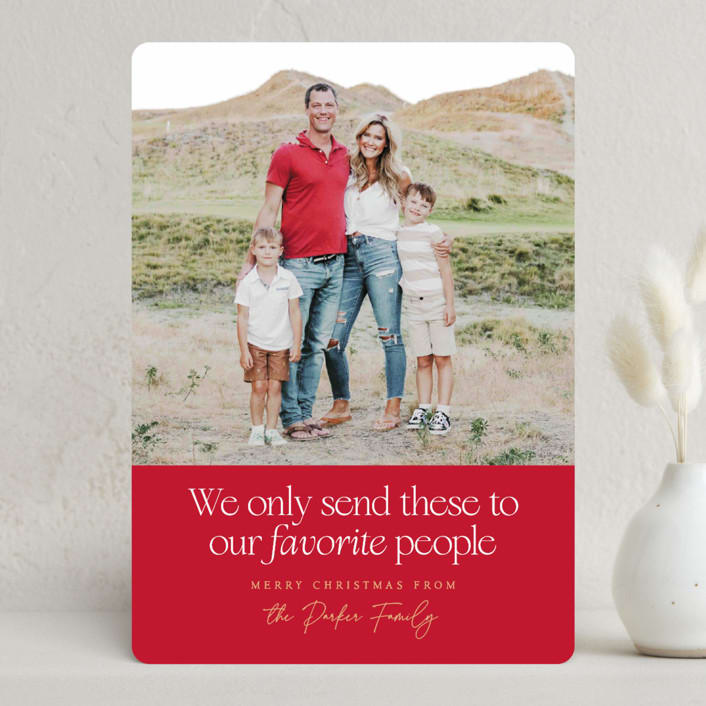 "Favorite People" - Holiday Cards in Poinsettia by Robert and Stella - Front