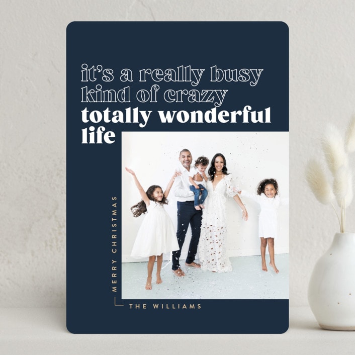 "Totally Wonderful" - Holiday Cards in Navy by Robert and Stella - Front