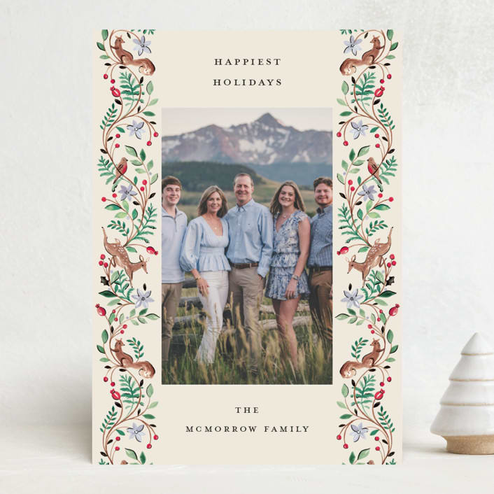 "Highlands" - Holiday Cards in Cranberry by Sarah Knight - Front