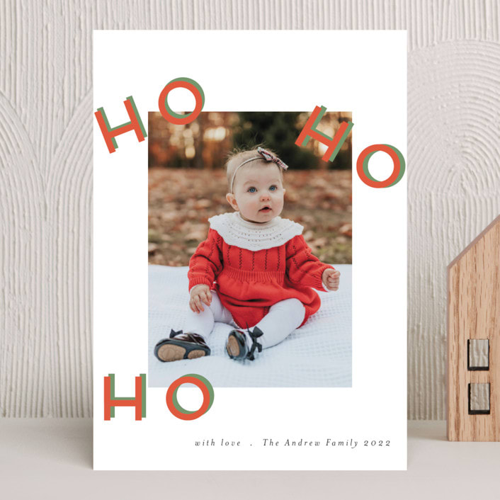 "Triple Ho" - Holiday Cards in Peppermint by Geraldine Sales - Front