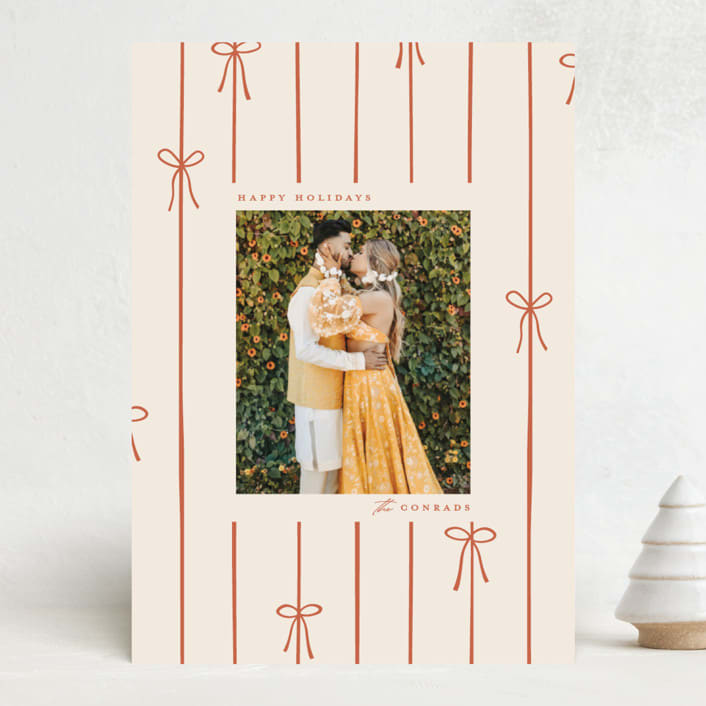 "Lines of Bows" - Holiday Cards in Cider by Ellen Schlegelmilch - Front