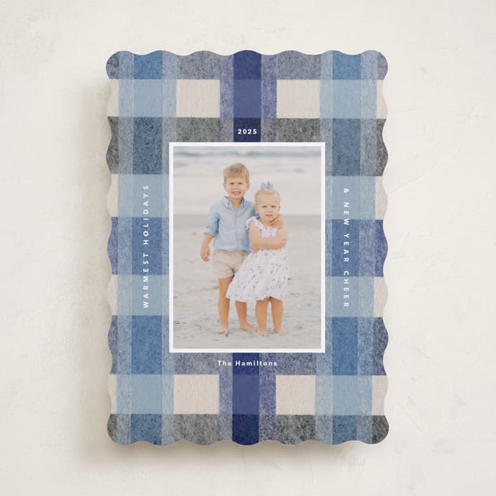 "cozy checked plaid" - Holiday Cards in Blueberry by Carrie Moradi - Front