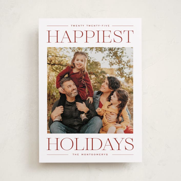 "Modern Editorial" - Holiday Cards in Cranberry by Ekko Studio - Front