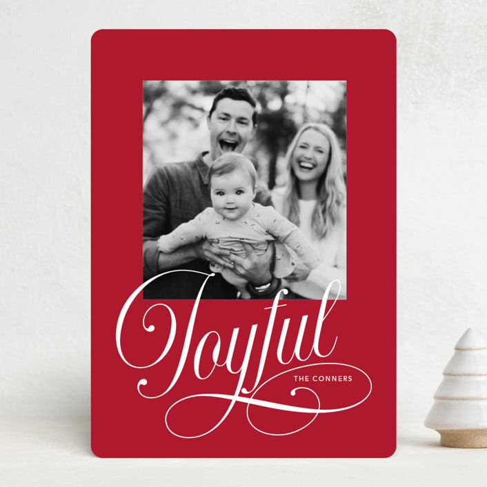 "Joyful Beauty" - Holiday Cards in Cranberry by Stacey Day - Front