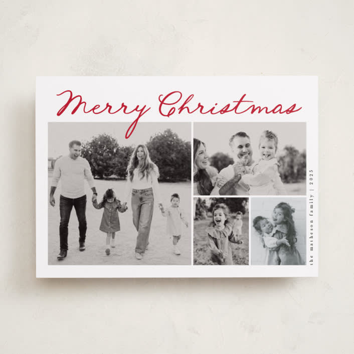"Handdrawn Christmas" - Holiday Cards in Cherry by Kelly Schmidt - Front