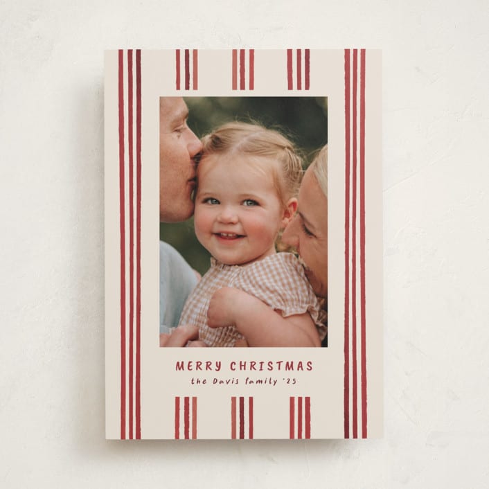 "painted lines" - Holiday Cards in Berry by Christy Hy Lee - Front