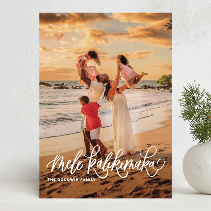 "A Very Mele Kalikimaka" - Holiday Cards in Snow by Elsa Duncan - Front