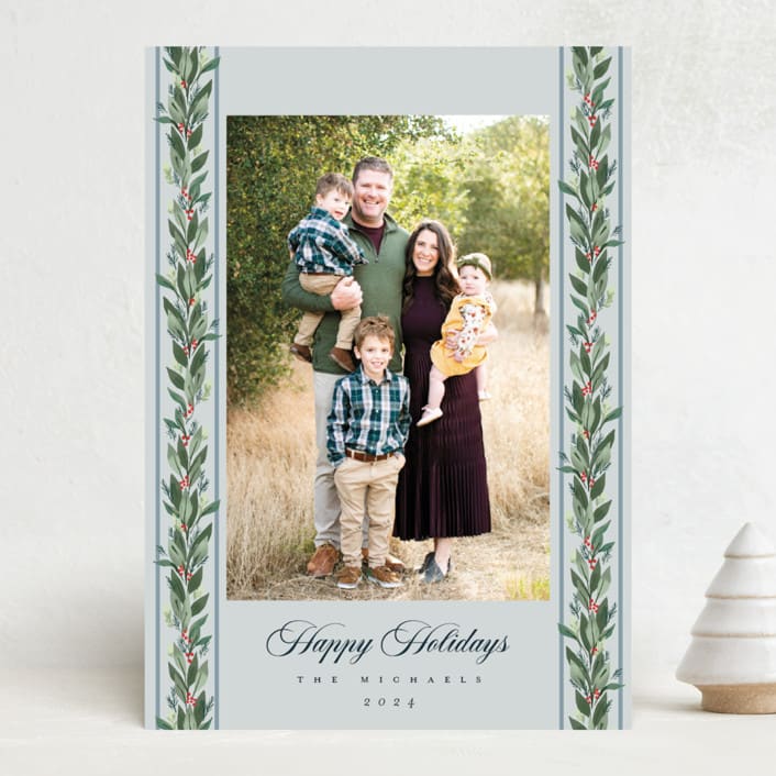 "evergreen garlands" - Holiday Cards in Winter Sky by Rebecca Durflinger - Front