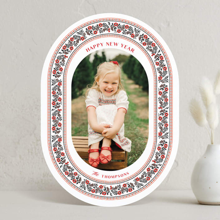 "Ukrainian Embroidery" - Holiday Cards in Poinsettia by Sherley Ferreira - Front