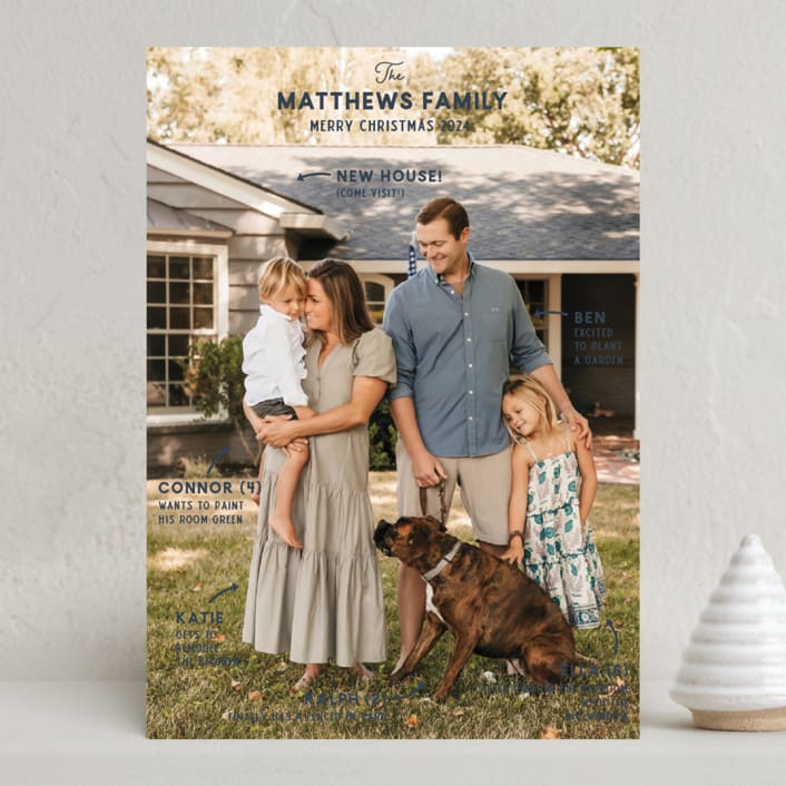 "Excitement" - Holiday Cards in Navy by Lisa Assenmacher - Front