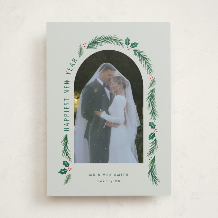 "a married christmas" - Holiday Cards in Sage by Hooray Creative - Front