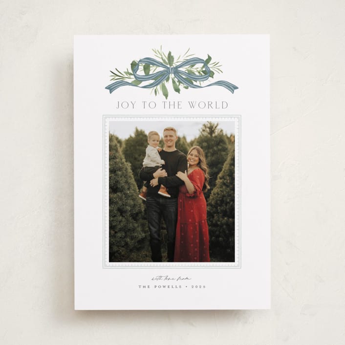 "Greenery Swag" - Holiday Cards in Blue Jay by Everett Paper Goods - Front