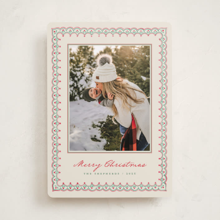"Scallop Trim" - Holiday Cards in Wreath by letterfix - Front
