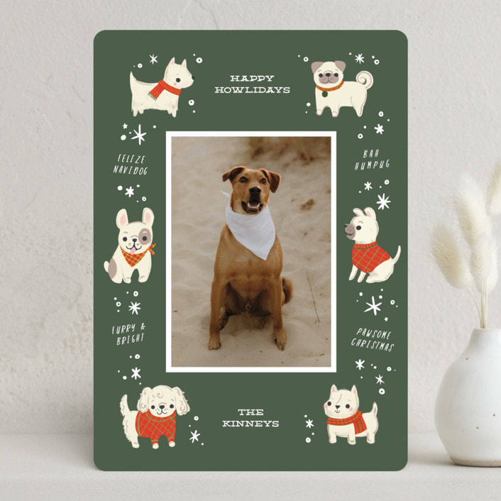 "Dog Days of Christmas" - Holiday Cards in Sage by Itsy Belle Studio - Front