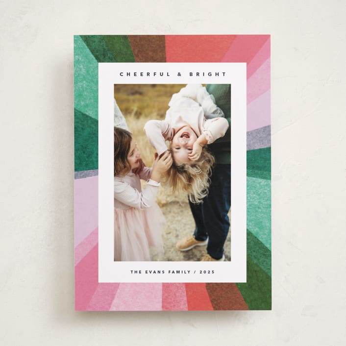 "Rainbow Burst" - Holiday Cards in Peppermint by Carrie Moradi - Front