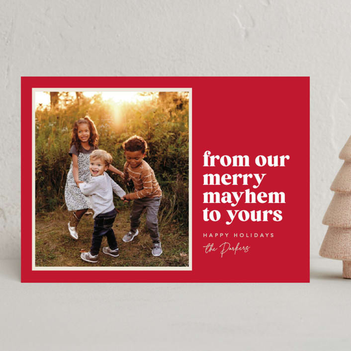"Our Merry Mayhem" - Holiday Cards in Holly Berry by Robert and Stella - Front