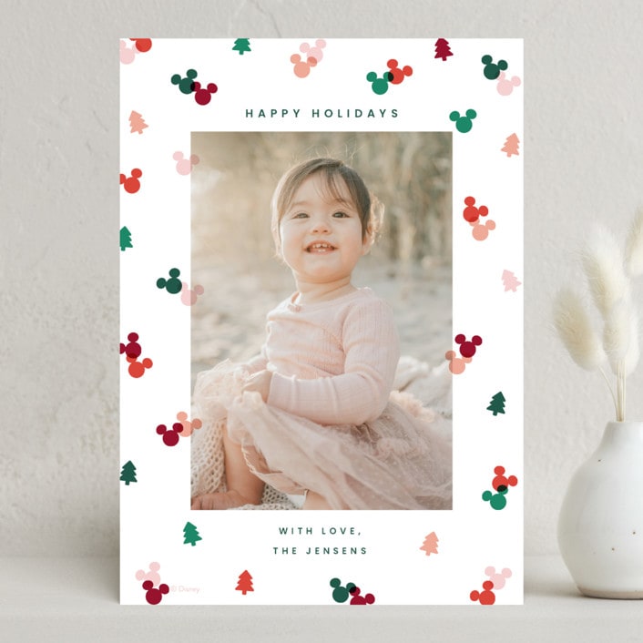 "Disney's Mickey Confetti" - Holiday Cards in Cherry by Ellen Schlegelmilch - Front