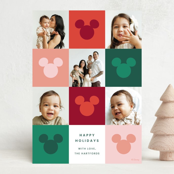 "Vibrant Disney Mickey" - Holiday Cards in Cranberry by Ellen Schlegelmilch - Front