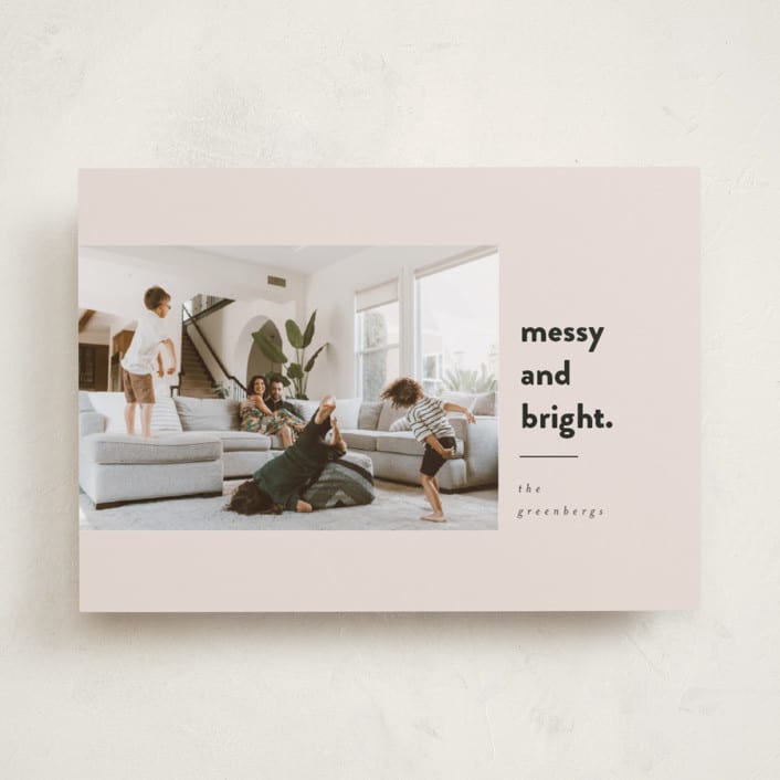 "Messy & Bright" - Holiday Cards in Blush by Iveta Angelova - Front
