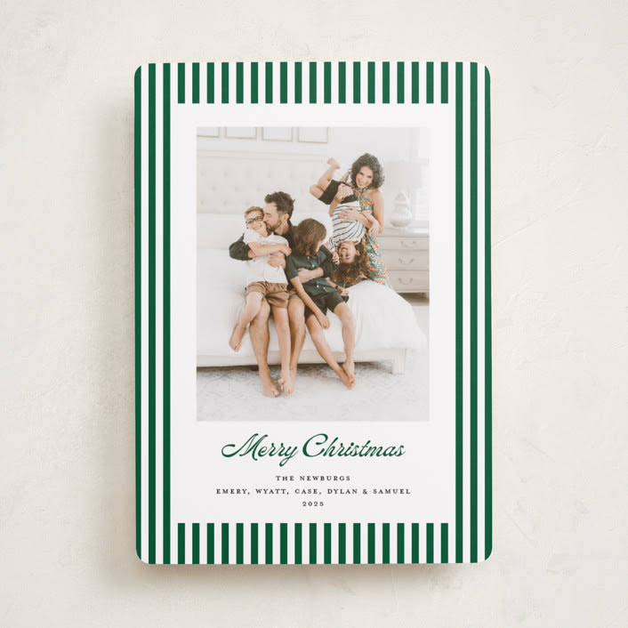 "Mini Cabana Stripes" - Holiday Cards in Pine by Erika Firm - Front