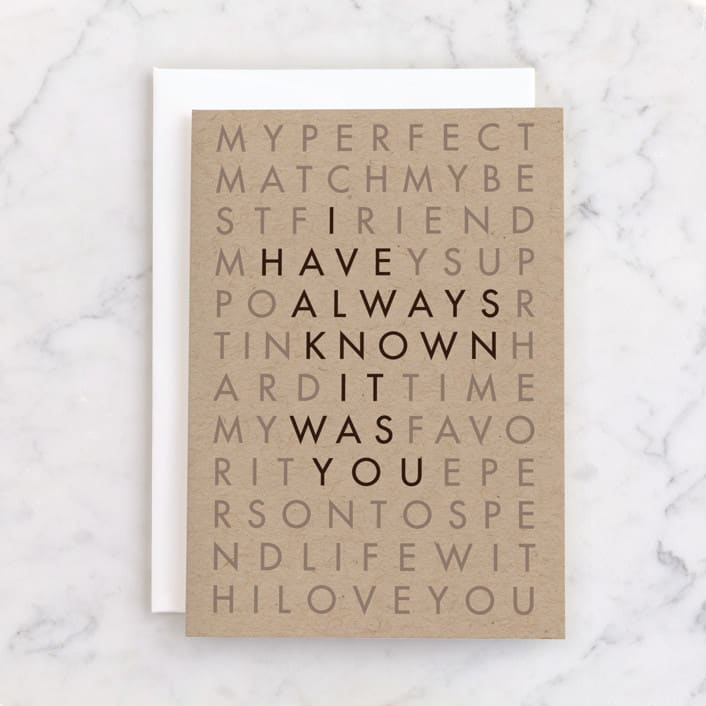 "I have always know it was you" - Single Greeting Cards in Kraft by Rosana Laiz Blursbyai - Front