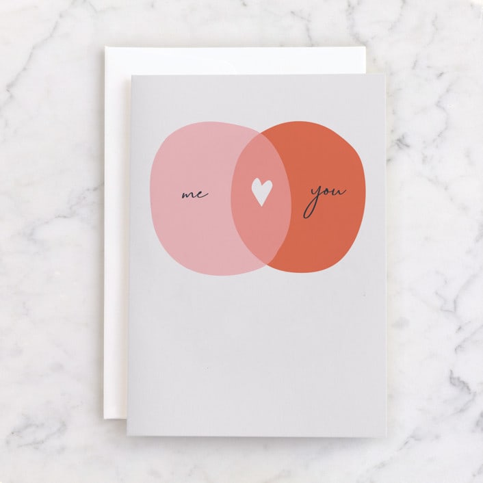"Overlapping Love" - Single Greeting Cards in Blush by Betsy Siber - Front
