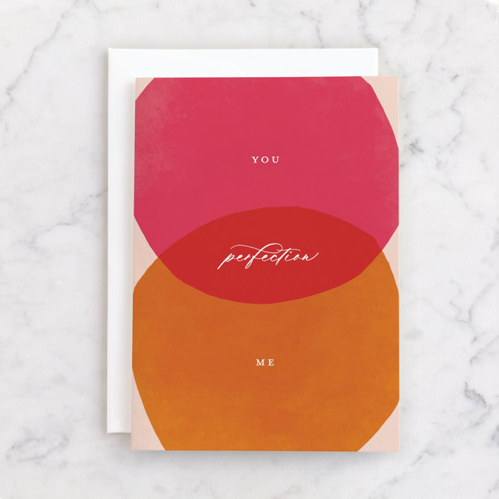 "Venn Love" - Single Greeting Cards in Watermelon by Catherine Culvenor - Front