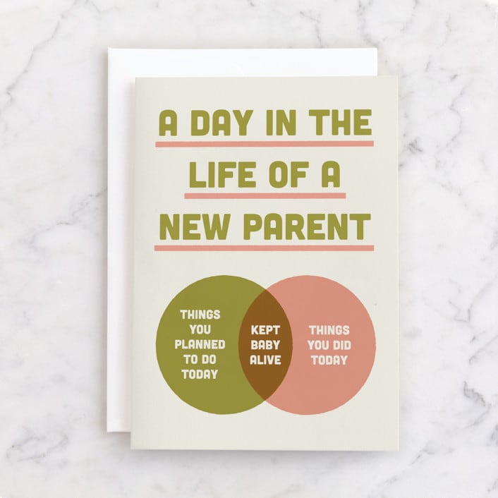 "A Day in the Life" - Single Greeting Cards in Moss by Emily Schramm - Front