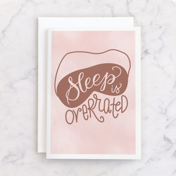 "Overrated" - Single Greeting Cards in Blush by Bethany Anderson - Front
