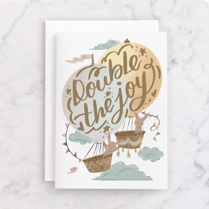 "Double the joy" - Single Greeting Cards in Kraft by Grae - Front