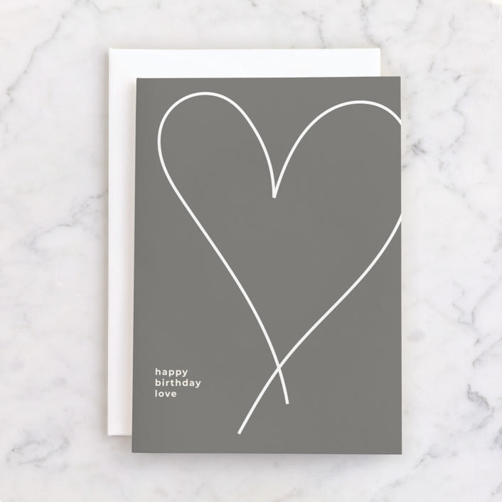 "Golden Heart on Gray" - Single Greeting Cards in Grey by Coit Creative - Front