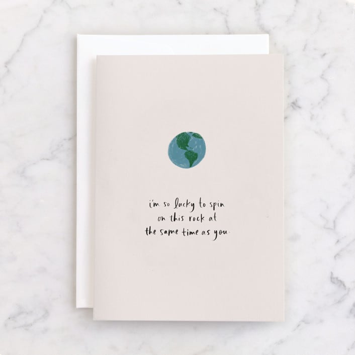 "Spinning Rock" - Single Greeting Cards in Earth by Chelsea Petaja - Front