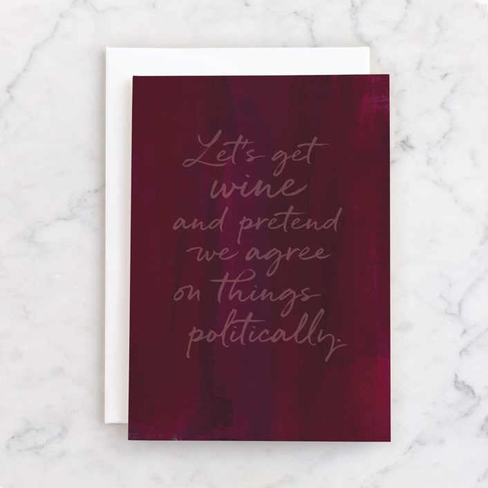 "Wine: something we can both agree on" - Single Greeting Cards in Mixed Berry by Violet and Mae - Front