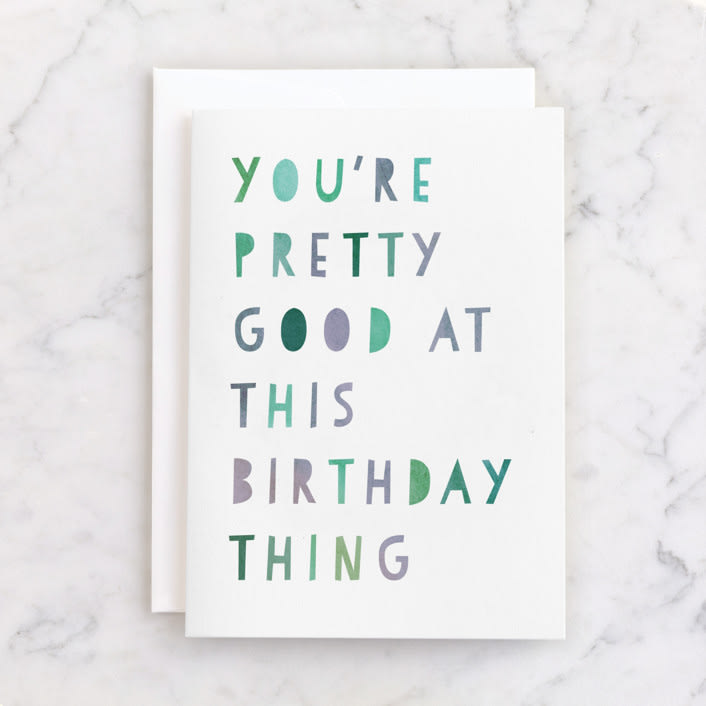 "birthday pro" - Single Greeting Cards in Snow by Lori Wemple - Front