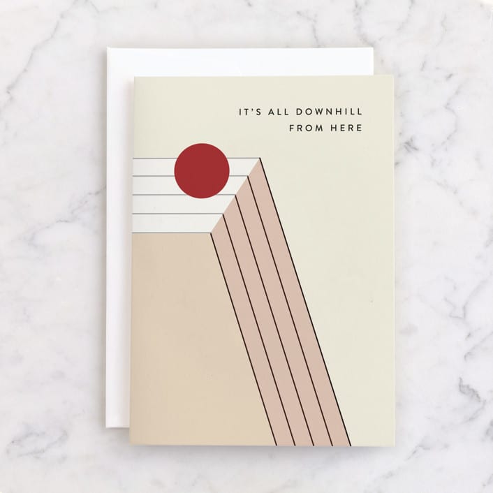 "Downhill" - Single Greeting Cards in Cream by Kamala Nahas - Front