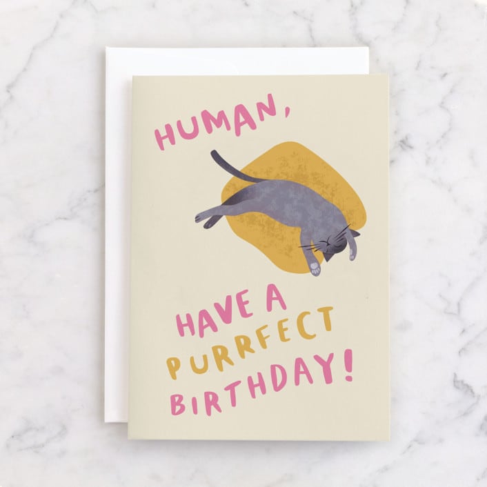 "Humans Birthday" - Single Greeting Cards in Butter by Dani Lugato - Front