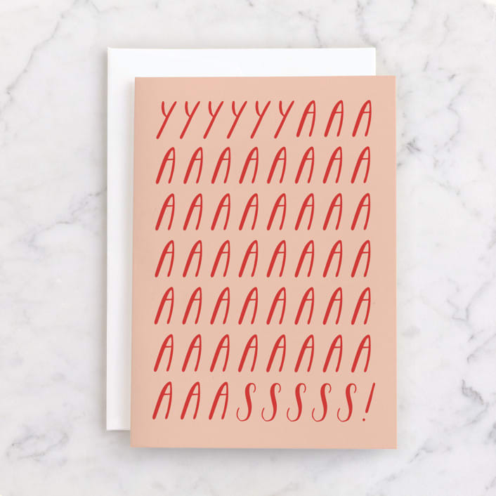 "Yaasss!" - Single Greeting Cards in Blush by Shari Margolin - Front