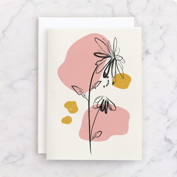"Mod Floral 2" - Single Greeting Cards in Ivory by Kanika Mathur - Front