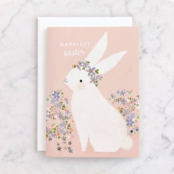 "Bunny" - Single Greeting Cards in Blush by Lori Wemple - Front