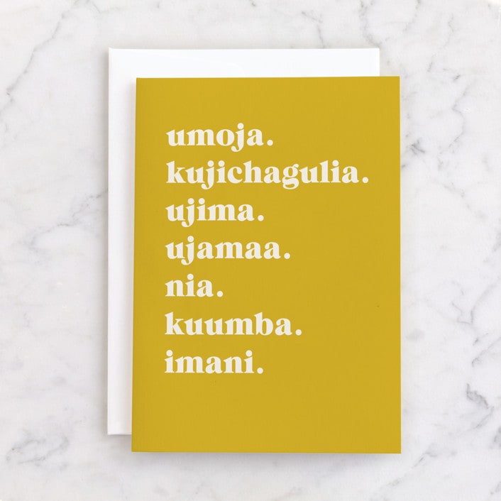"Principles of Kwanzaa" - Single Greeting Cards in Sunshine by Alexandra Cohn - Front