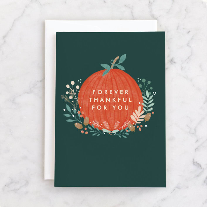 "forever grateful" - Single Greeting Cards in Evergreen by Bethan - Front