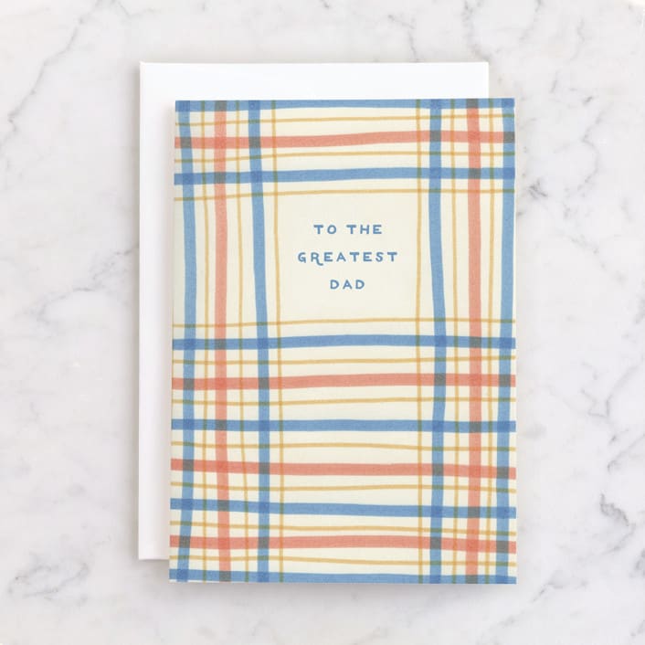 "Vintage Sketched Plaid" - Single Greeting Cards in Sunny by Katharine Watson - Front
