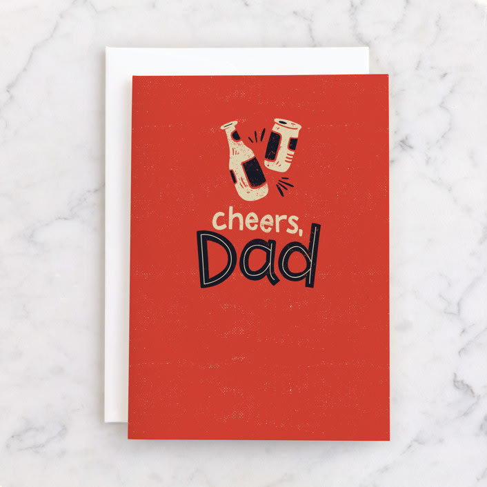 "Cheers, Dad" - Single Greeting Cards in Fire by Laurent Collective - Front
