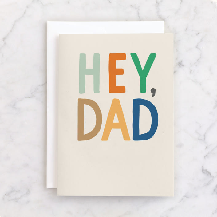 "Hey Dad Thanks" - Single Greeting Cards in Beige by Alethea and Ruth - Front