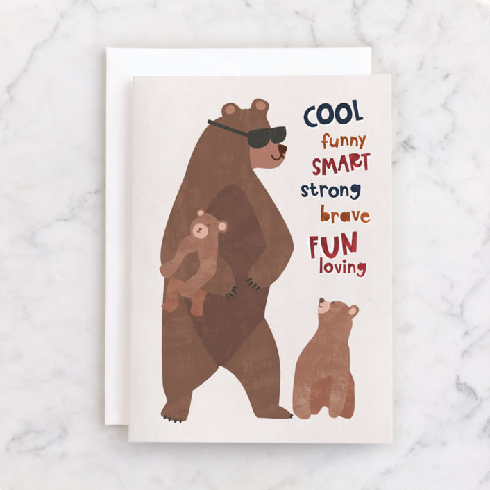"Beary Best Dad" - Single Greeting Cards in Fawn by Kamala Nahas - Front