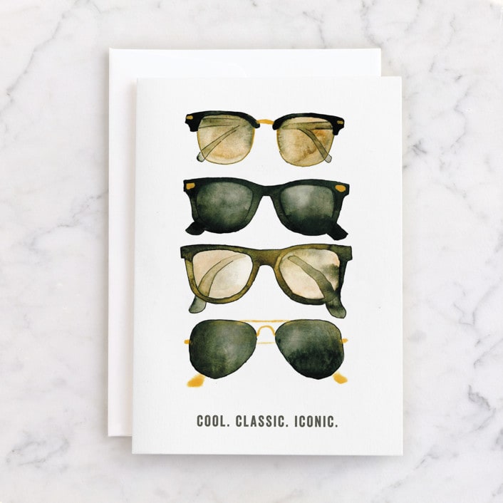 "Ray Bans" - Single Greeting Cards in Ochre by Kelsey McNatt - Front