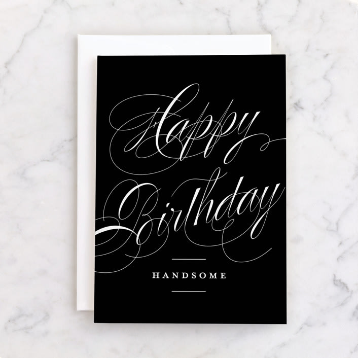 "Handsome flourish" - Single Greeting Cards in Ink by Stacey Meacham - Front