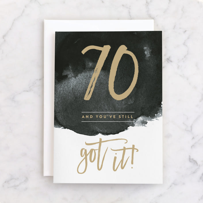 "Misplaced 70th" - Single Greeting Cards in Ink by Stacey Meacham - Front