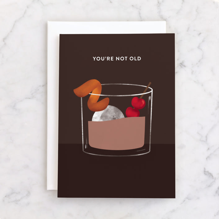 "Old Fashioned Birthday" - Single Greeting Cards in Copper by Adrienne Davis - Front