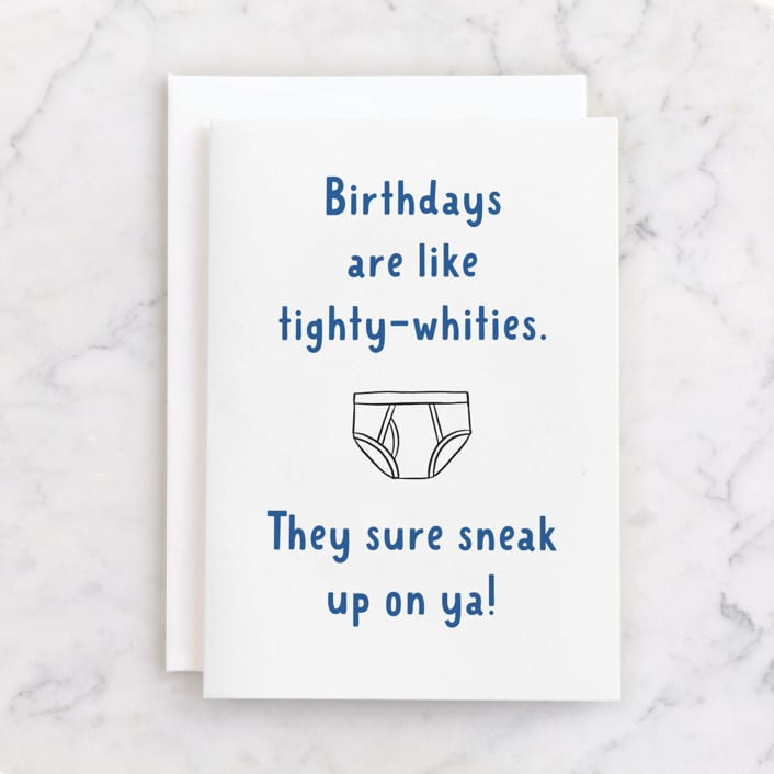 "Tighty Whities" - Single Greeting Cards in Blue Jay by Kacey Kendrick Wagner - Front